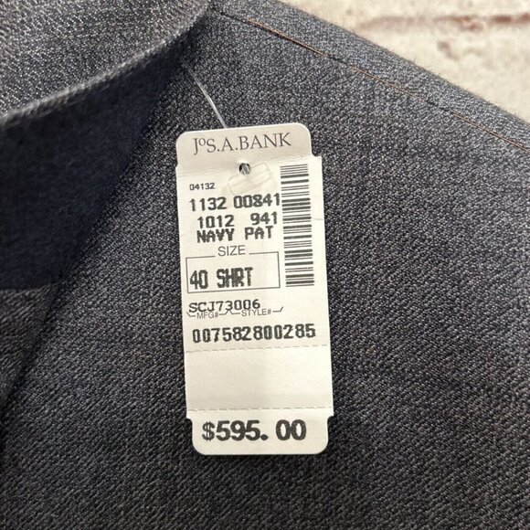 Jos A Bank Sport Coat Blazer 40 S Joseph Windowpane Check Wool Silk Navy NEW - Picture 3 of 6